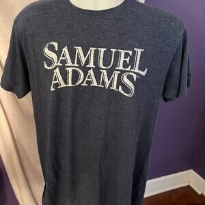 SAMUEL ADAMS Shirt Mens L FOR THE LOVE OF BEER BOSTON BREWERY Cotton Blend Blue